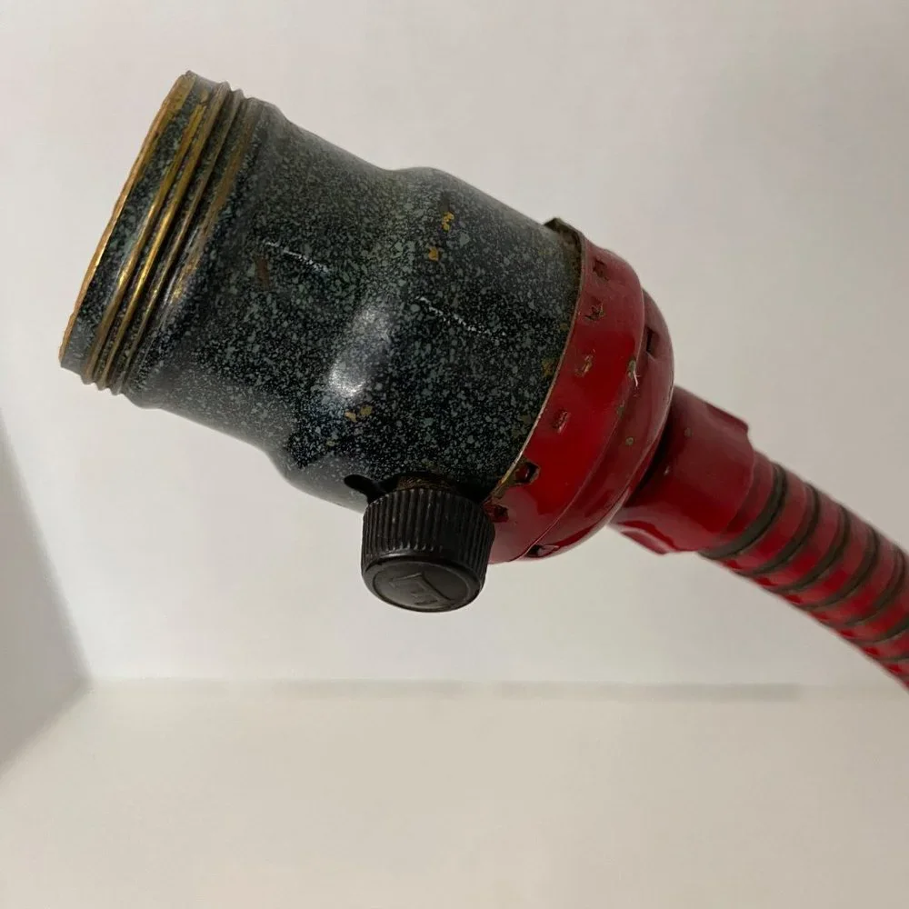 Industrial Art Deco red desk‎ lamp cast iron gooseneck no shade 13" - Picture 8 of 11